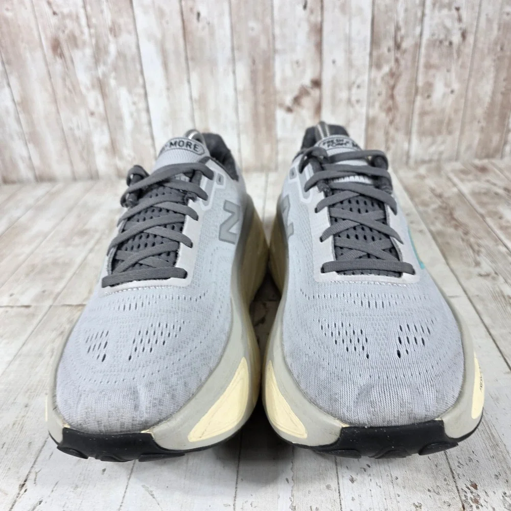 New Balance Fresh Foam X More v5 Mens 10 Wide 2E Grey Teal Running Shoes MMORLJ5
